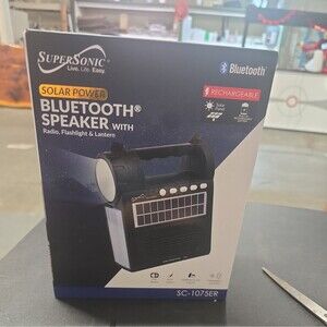 Solar Power Speaker w/ FM Radio / Flashlight / Lantern & Phone Stand (SC-1075ER)